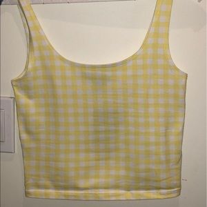 Yellow Gingham Cropped Tank Top